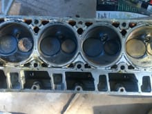 Cylinder head after Free Spun on a dyno.. Cylinder 2, a steam cylinder,  4 & 6 also show water damage.  