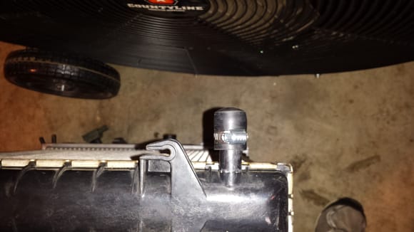 Port that was used for the Lt1 oil cooler. Found a plug at Napa. Later on this plug cracked and failed. I ended up going with 5/8 radiator hose with a brass plug clamped on the end.