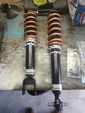 Coilovers came in today. Went with true coilover setup in the rear. Looking forward to install.  Also installing creative steel lower control arms.