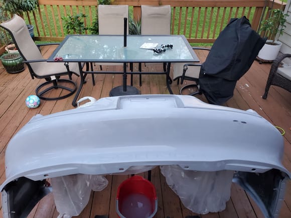 ran out of primer, but its coming along. gotta filler prime it on these parts and then feather it one more time. i got a little overzelous and the primer wasnt quite ready to be wetsanded in these spots as they were a little wet. 