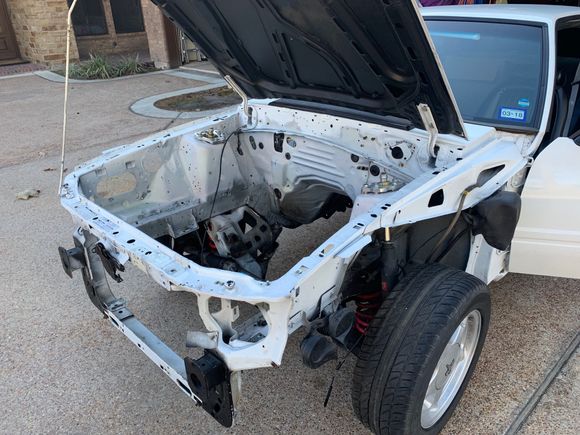 Here is the engine compartment getting closer to fresh paint.