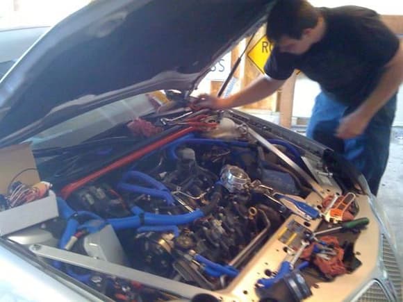Thers Nate: LS1TECH: Metallihawk knocking out some of the N2O install....thanks Nate...even though you drive a MITSU....627/2000 Galant...lol