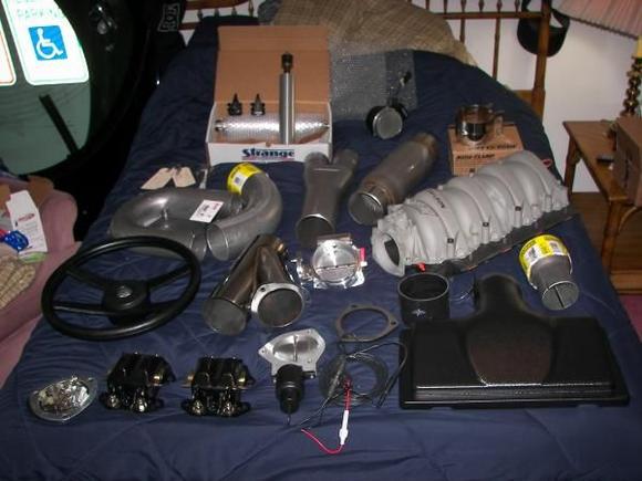 Went a little crazy this winter and ordered a bunch of parts for my spring 2012 part install.  Finally upgrading the intake and exhaust portion to compliment my heads and cam combo I installed last year.  Shooting for 400 rwhp this spring