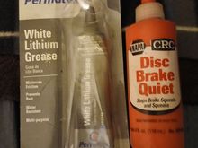 Brake grease that I have used on previous 'Wagner Thermoquiet' pad installations on my last car, an '01 Icelandic pearl SE VQ30DE-K auto. Absolutely INCREDIBLY quiet with no dust, brake fade or annoying squeal, and are probably still on the car. I swear by these brands.  was the infamous rear wheel well rust on both sides, but besides that, only had 160k + miles with bad cv axles but drove like a dream! In another thread, I'll show pics of it. Had many upgrades and I had alot of fun in that car!