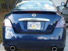 Blinging my "Blades" style triple-chromed license plate frame.