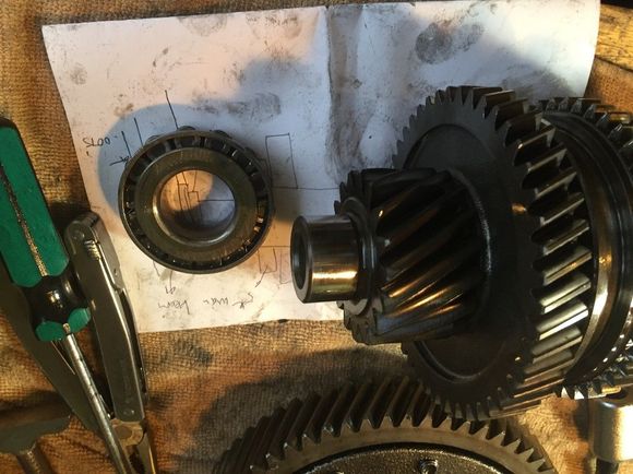 Rear (bell housing side) main shaft bearing removed (didn’t need to be pressed out, just fell out).