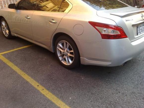You can barely see the mud flaps from a distance.