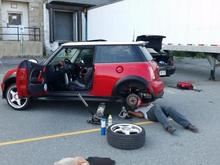 Lowering the rear end.