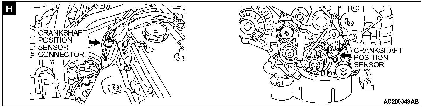 2003 Mitsubishi Outlander 2.4L (FWD) crank position sensor location