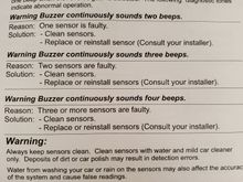 OEM parking sensors kit troubleshooting section
