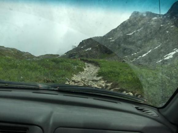 closer to top were yj driver said to turn around...lol...so I explain we can make it...sit back and watch now how its done....