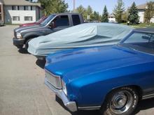 From left to right:  My F-250, Project 72' Cutlass, and My 71 Monte Carlo