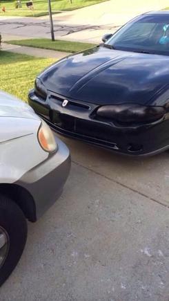 The blacked out headlights before i fix them