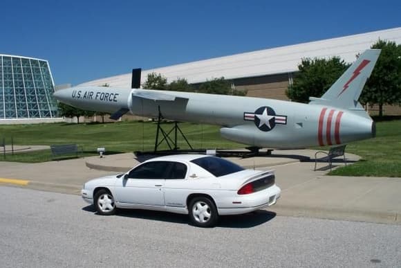 A gray missile that looks like an early cruise missile.