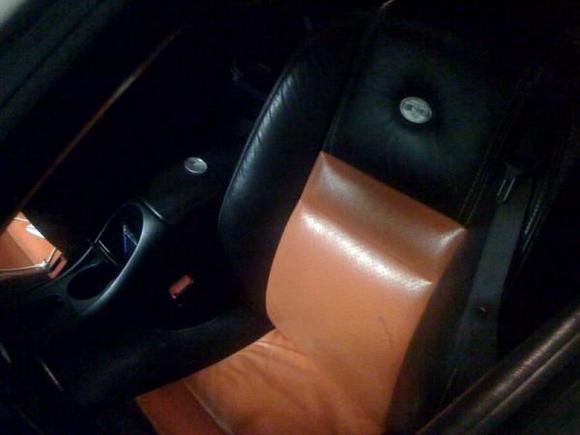 2 tone black/orange leather