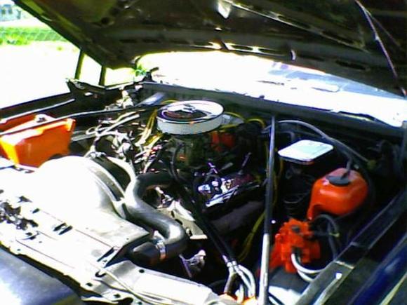 This is the latest "Under the Hood" shot of Carly. as you see I paint alot. Actually I do that for a living and it helps when at home also. Anybody for Chevorlet orange?????  Hoorah!! lol.