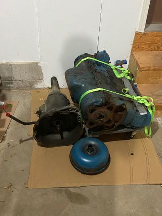 Here's the second motor, 72? 225 and a 904 transmission for total of $50, pulled running, full of oil.