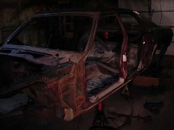 Today 02/16/2010 working on the body. The white stuff is soda from the soda blaster.