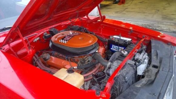 .030 over -72 440 with -70 six pack, Forged crank, six pack rods, KB pistons, stock 906 heads with 3 angle valve job and hardened seats, Hemi style oil pick up   high volume oil pump, Erson solid roller 286/286 .555 lift, Comp Cams steel rockers and shafts. Hooker headers   3" exhaust all the way.