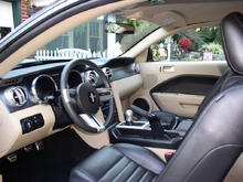 Two-tone interior with black leather seats
