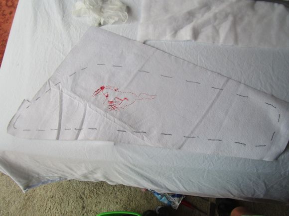 Back side of new vinyl showing transferred border-plus-inch outline from front side