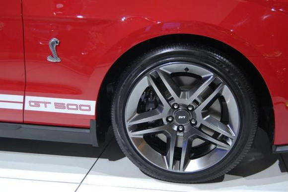 2010 Ford Mustang Shelby GT500 Passenger Side Badge and Wheel Close Up