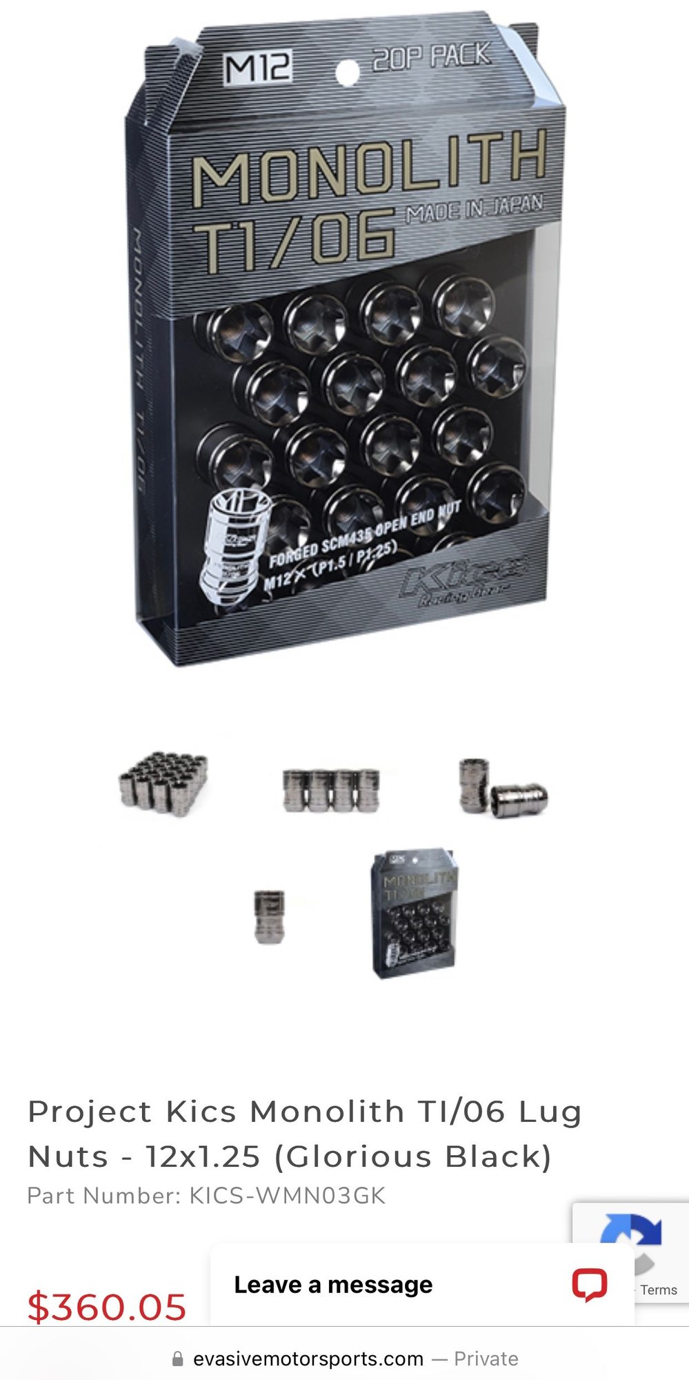 Wheels and Tires/Axles - Project Kics Monolith TI/06 Lug Nuts - 12x1.25 (Black) - Used - 0  All Models - Albuquerque, NM 87102, United States