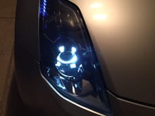 - STI-R Lens
- Switchback Top Corner LEDs Blue>Amber
- White Ironman
- Gloss Black Projector Shroud Paint