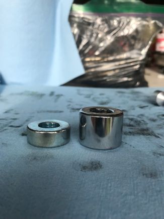 The deeper studs got 3/8 spacers (left) while the rest got the 3/4 long ones (right)