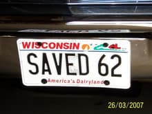 Saved 62 license plate
