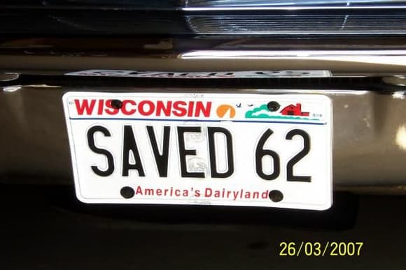 Saved 62 license plate