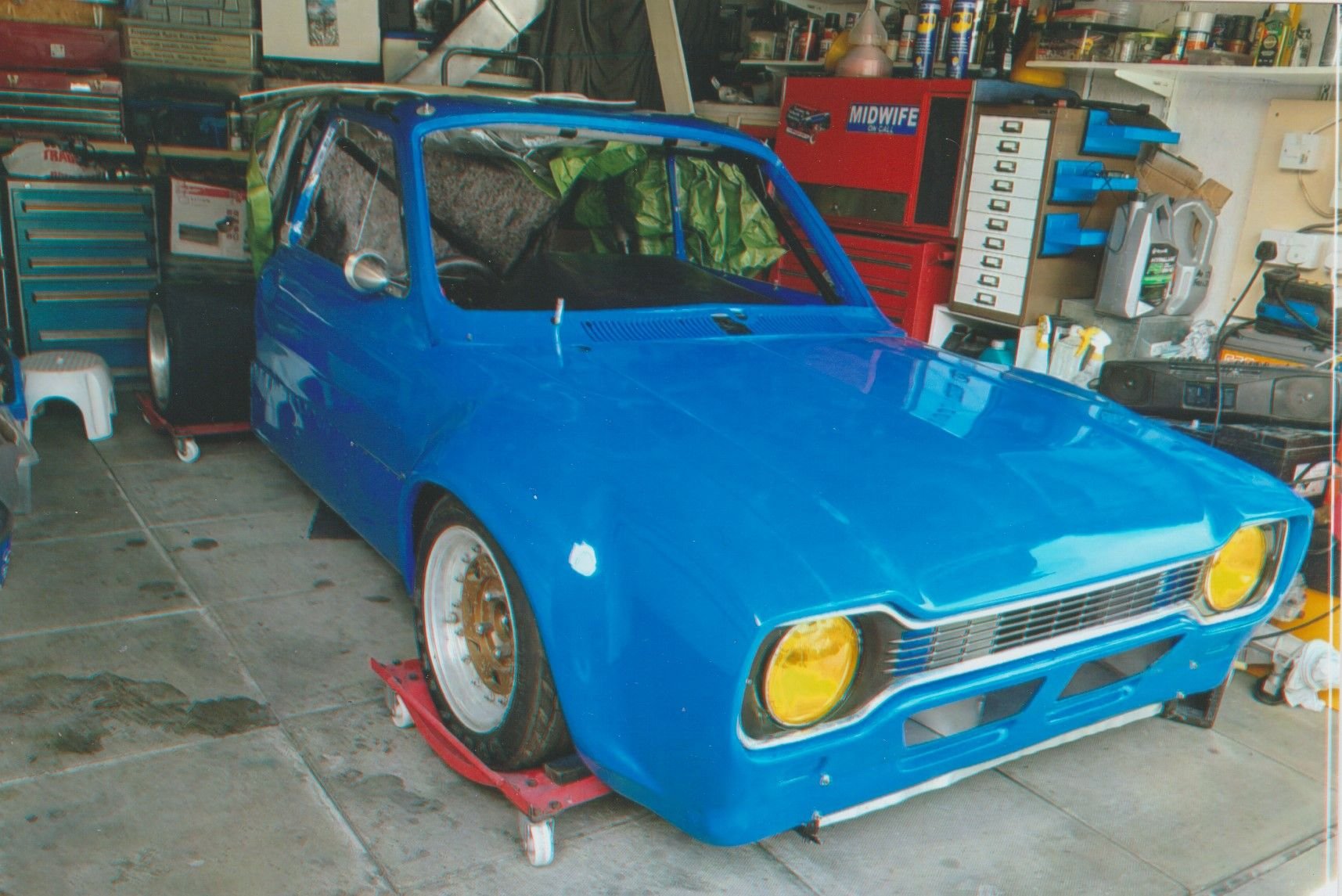 Some of the prepared body panels being lined up on the LT40 Hart Escort