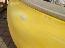 Rear bumper pain had cracks throughout from a previous bad spray. 