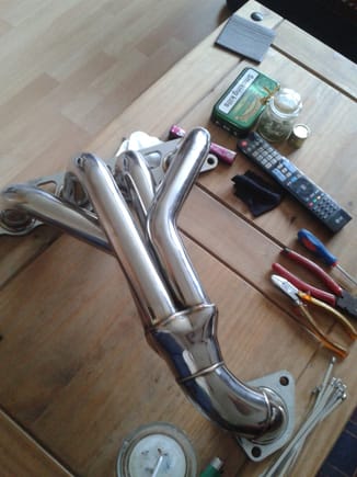 Stainless steel race exhaust b4 wrapped