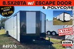 🤩 NEW 8.5 x 28 TA White Black Out Enclosed Cargo Trailer  for sale $10,467 