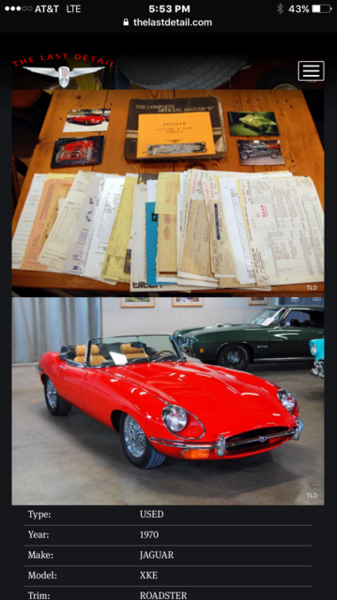 1970 Jaguar XKE for Sale $117,000