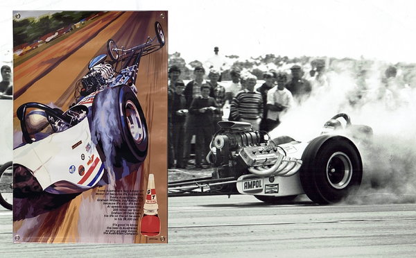 AMPOL GT Oil Ad 1960s Dragster Garage Banner   for Sale $39.95 