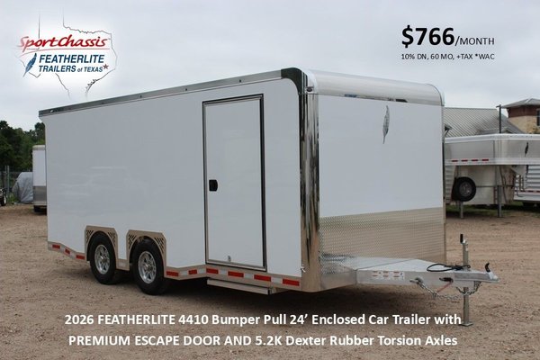 Featherlite 4410 Encl Car Trailer 20' Premium Escape Door 