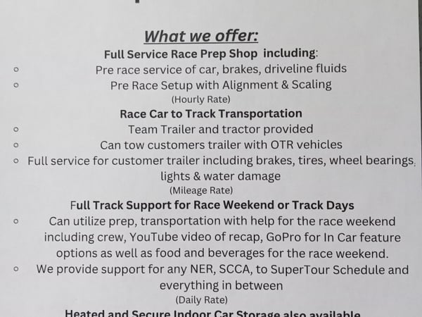 Full race prep shop in Northeast CT with cars for rent/lease  for Sale $1,234 