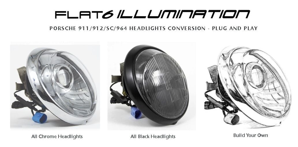 Lights - Flat6 illumination Porsche 911 LED Headlight Conversion Kit - New - 1965 to 1994 Porsche 911 - Milton, VT 05468, United States