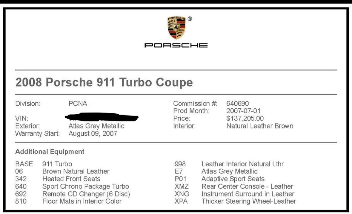 2008 Porsche 911 - 2008 Porsche 911 Turbo 6 Speed Coupe Atlas Grey - Used - VIN W0000000000000000 - 56,000 Miles - 6 cyl - AWD - Manual - Coupe - Gray - Danville, CA 94526, United States