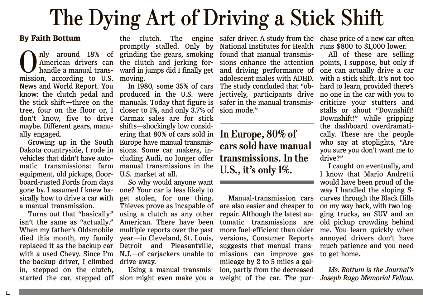 Opinion  Homage to a Dying Breed: Stick-Shift Cars - The New York