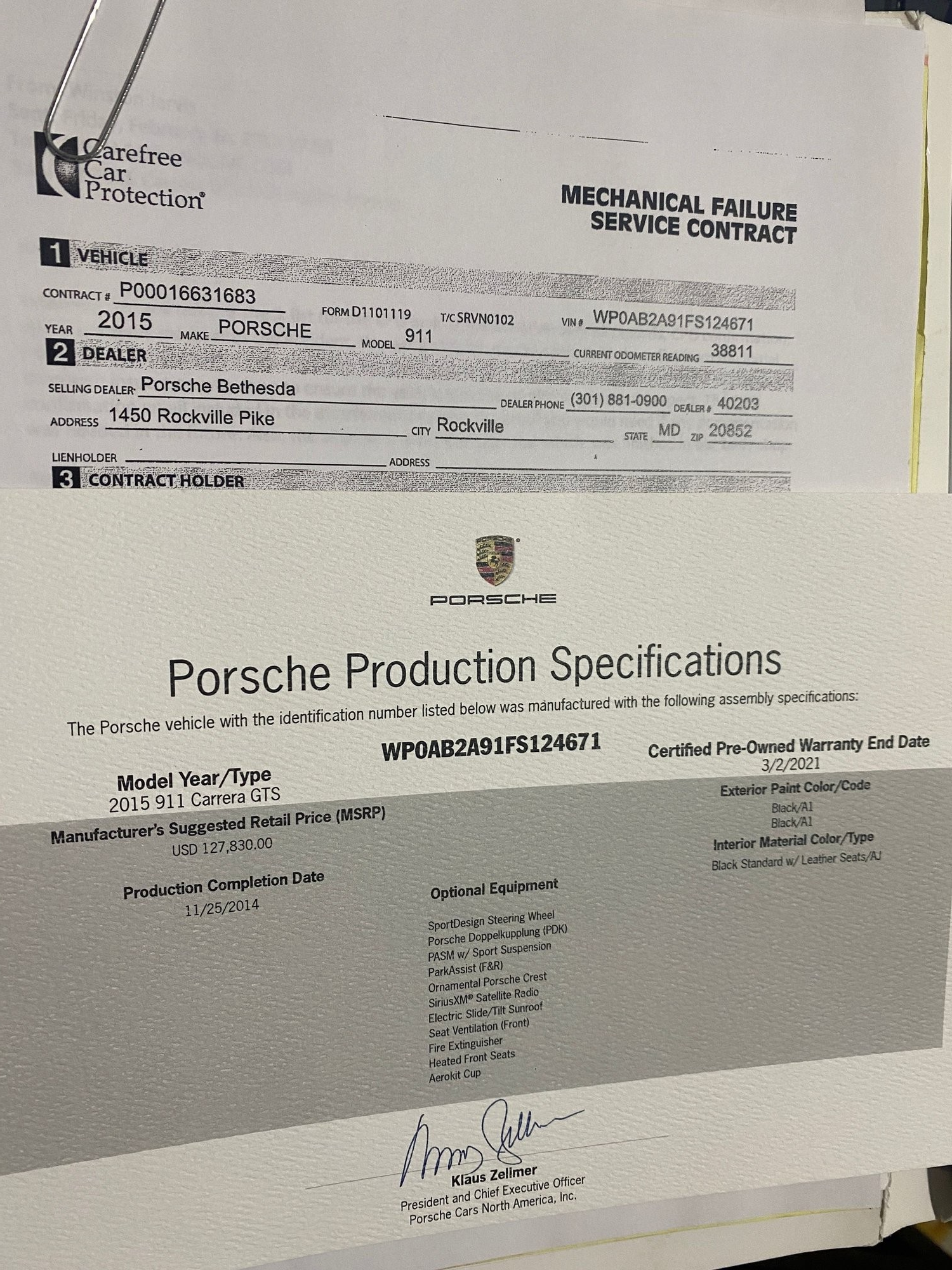 2015 Porsche 911 - 2015 991 Carrera GTS--Last of the Naturally Aspirated 3.8L 911's - Used - VIN WP0AB2A91FS124671 - 51,600 Miles - 6 cyl - 2WD - Automatic - Coupe - Black - Dunn Loring, VA 22027, United States