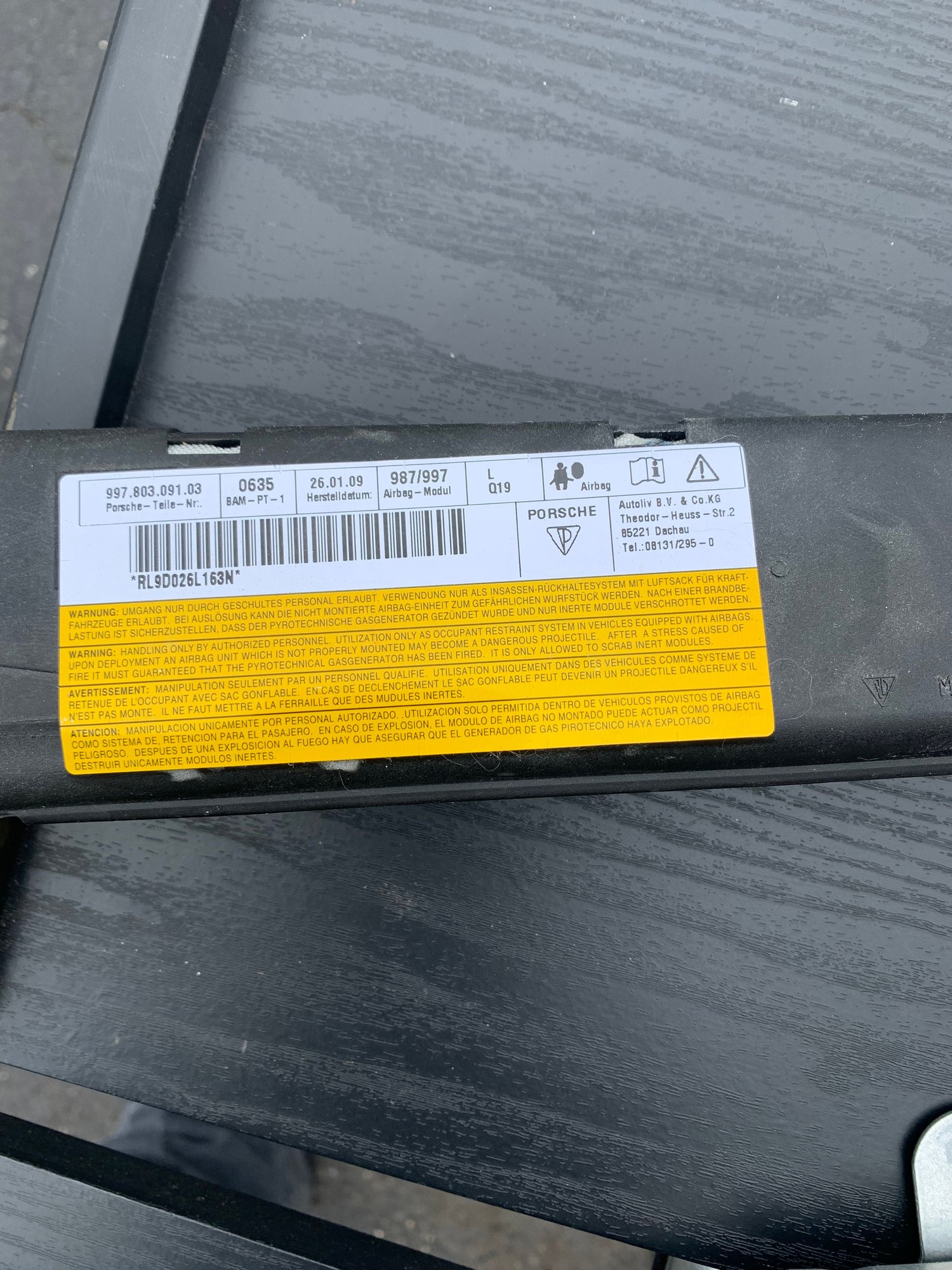 Interior/Upholstery - Porsche Door Air bags - New - 2009 to 2012 Porsche Cayman - Setauket, NY 11733, United States