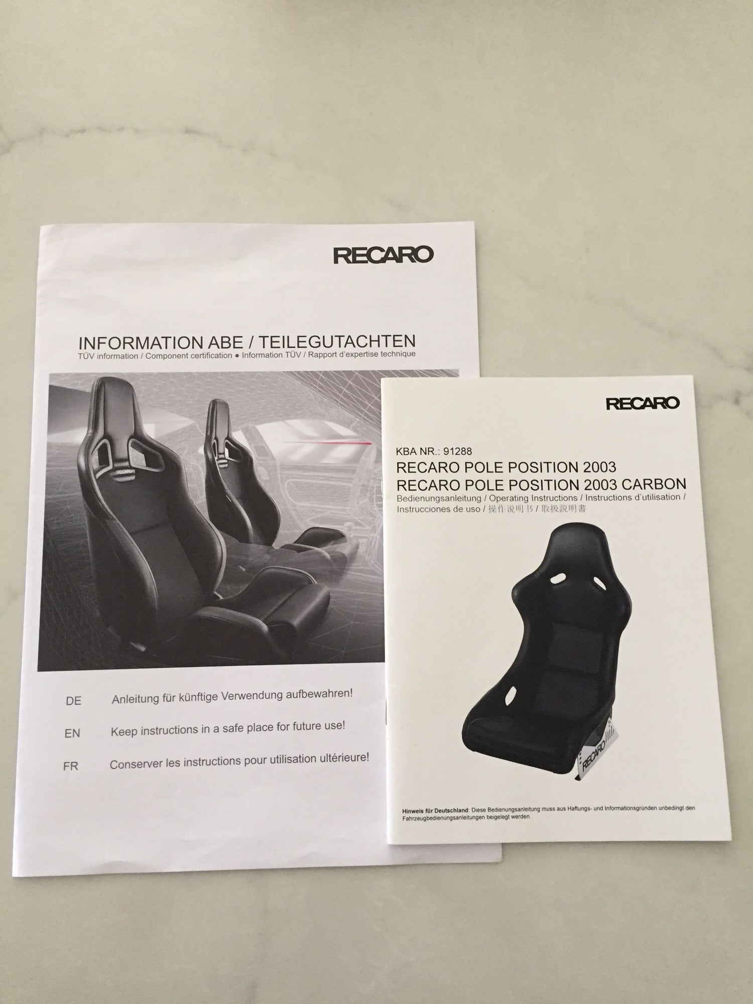 Interior/Upholstery - RECARO POLE POSITION ABE SEAT SET / GENUINE LEATHER WITH SIDE MOUNTS AND SLIDERS - Used - 1989 to 1998 Porsche 911 - Los Angeles, CA 91344, United States