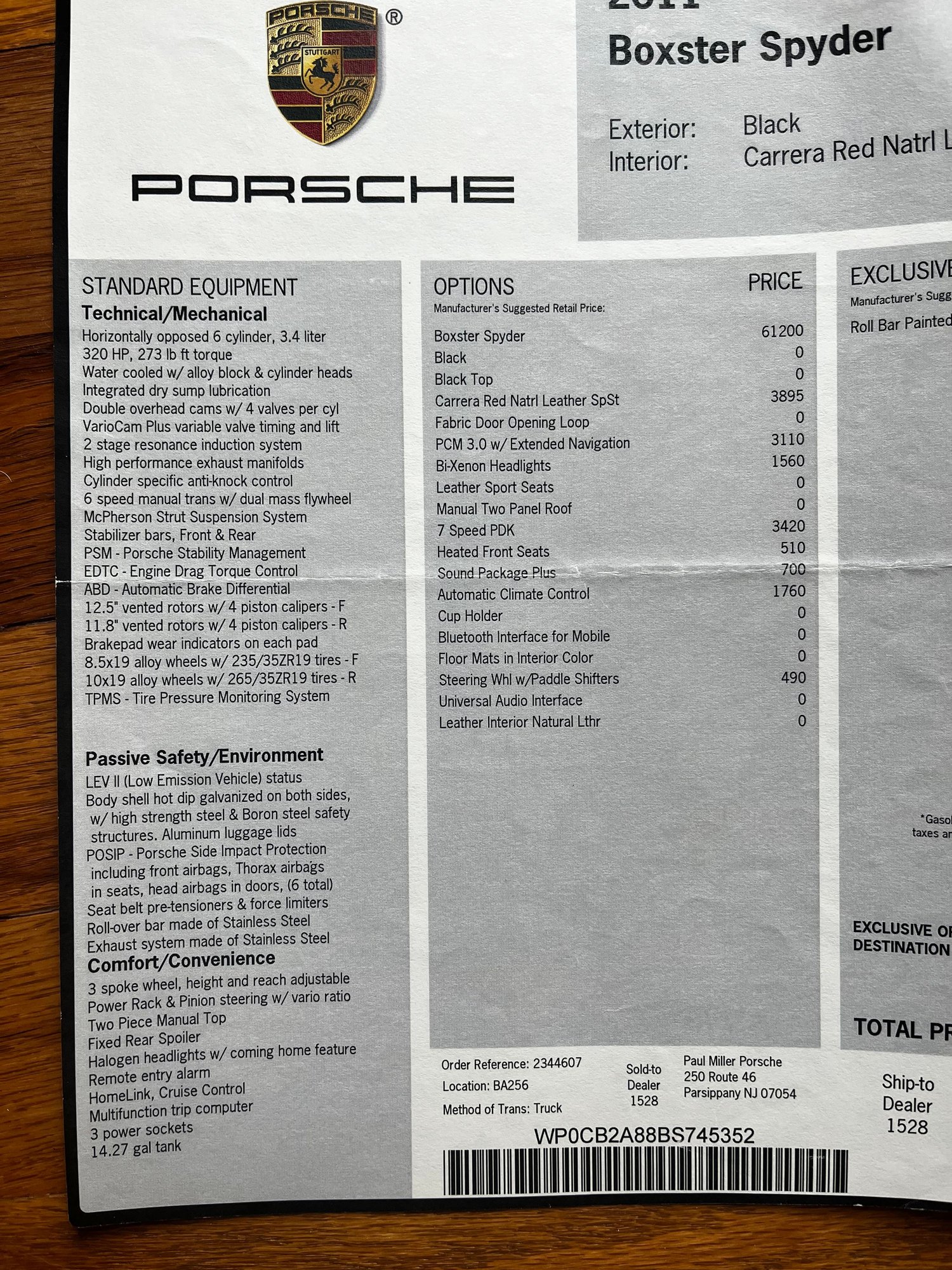 2011 Porsche Boxster - 987.2 Boxster Spyder 2011 18,7xx miles - Used - VIN wp0cb2a88bs745352 - 18,735 Miles - 6 cyl - 2WD - Automatic - Convertible - Black - Darnestown, MD 20874, United States