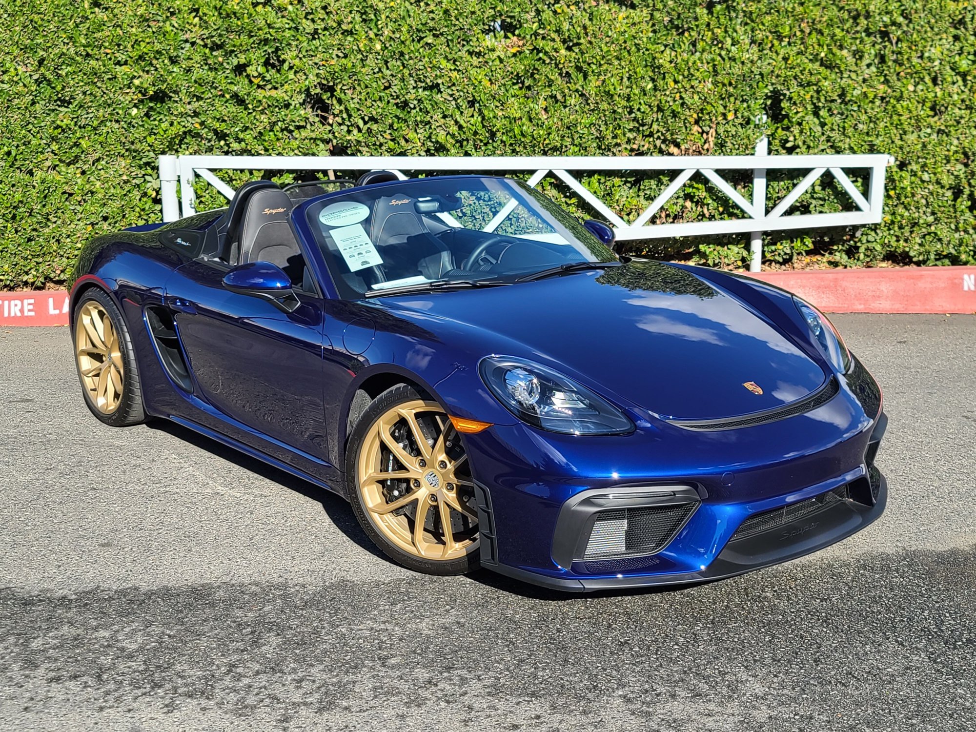 2021 Porsche 718 Spyder - Gentian Blue 982 Spyder with Cognac stitching - Used - VIN WP0CC2A86MS240846 - 1,856 Miles - 6 cyl - 2WD - Manual - Convertible - Blue - Fresno, CA 93650, United States