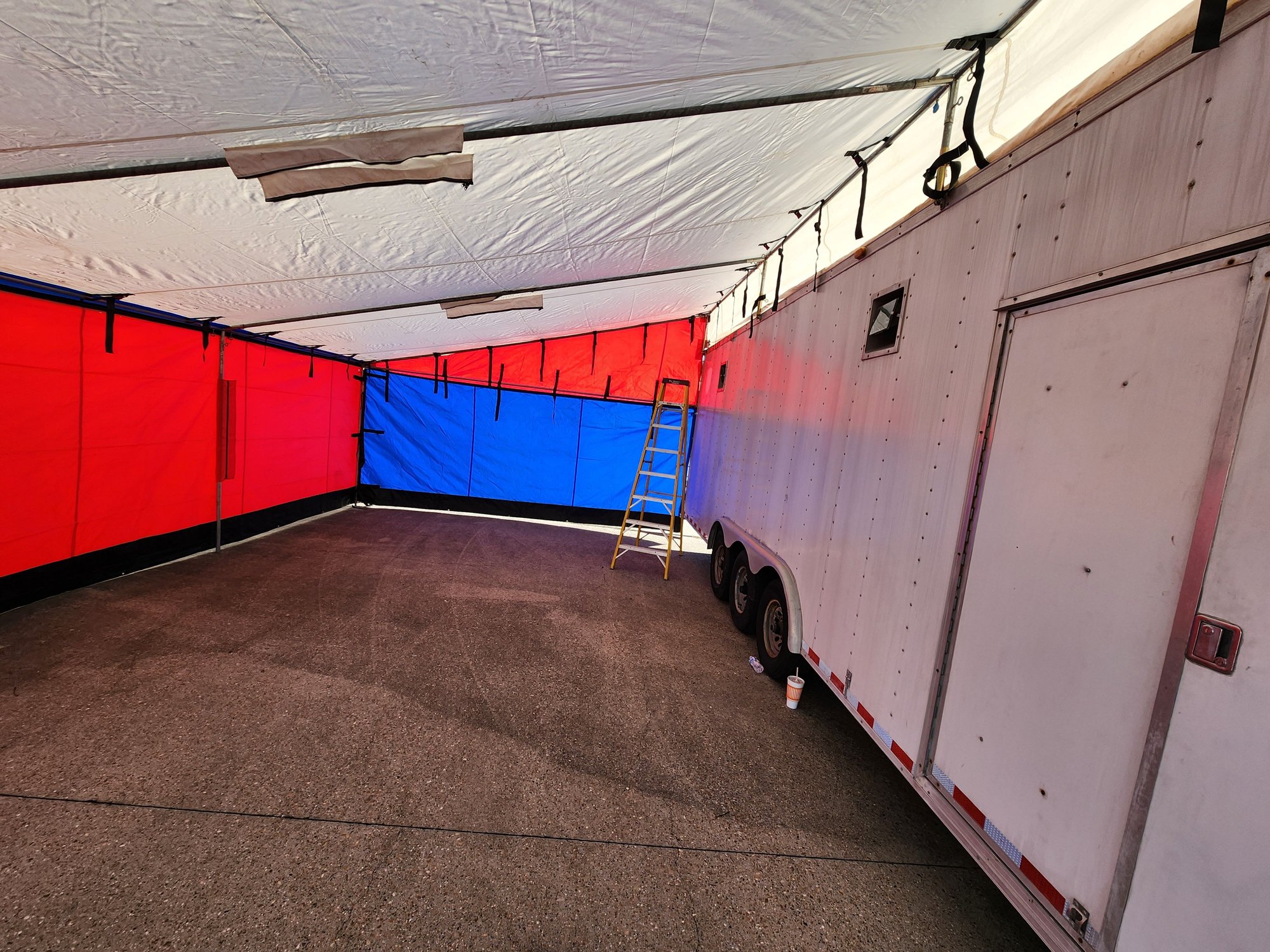 Millenium Custom Race Trailer and all weather awning for sale