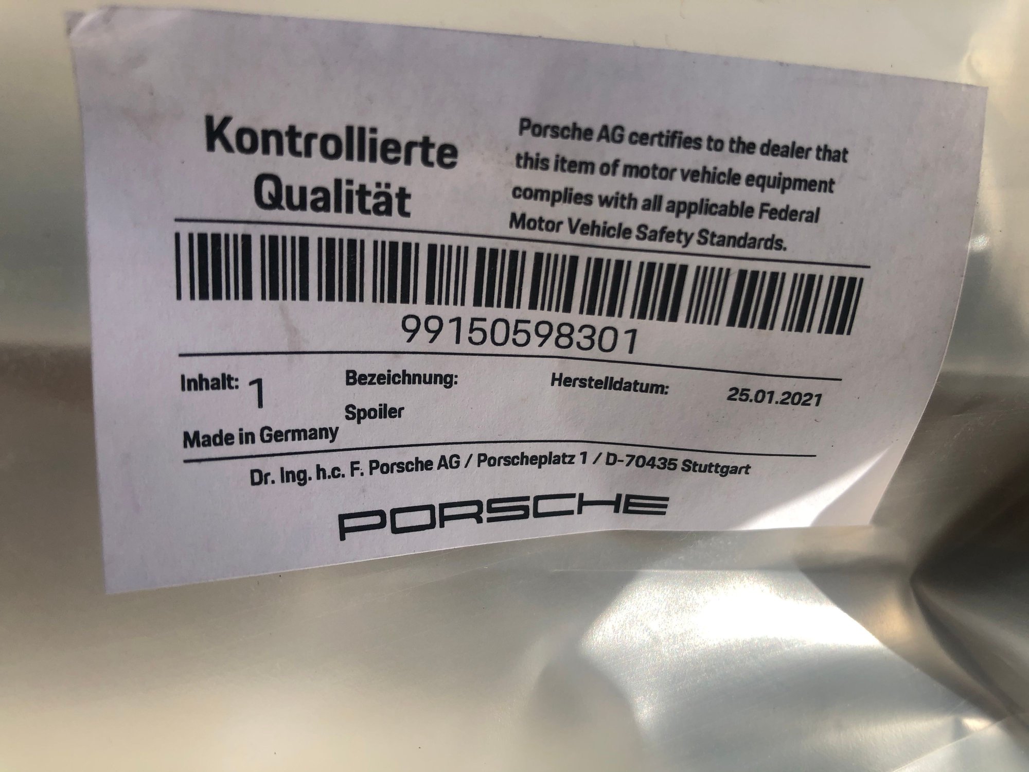 Exterior Body Parts - Unopened replacement GTS / Sport Design Front Bumper Lower Spoiler - New - 2012 to 2019 Porsche 911 - San Diego, CA 91913, United States