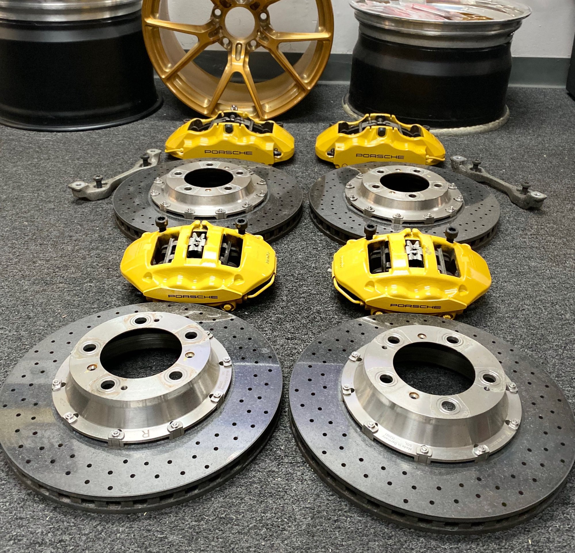 Brakes - 997 (GT3, GT2, RS, Turbo) PCCB Complete System; rotors, pads, and calipers - Used - 2004 to 2011 Porsche GT2 - 2004 to 2011 Porsche GT3 - 2005 to 2012 Porsche 911 - 2001 to 2004 Porsche 911 - Weston, FL 33327, United States